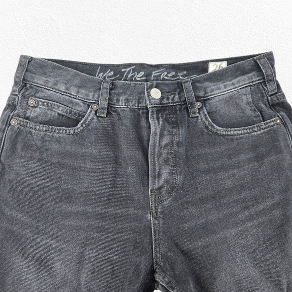 We The Free Black Distressed Mid Rise Crop Free People Grunge Jeans Size 26 - Picture 3 of 10